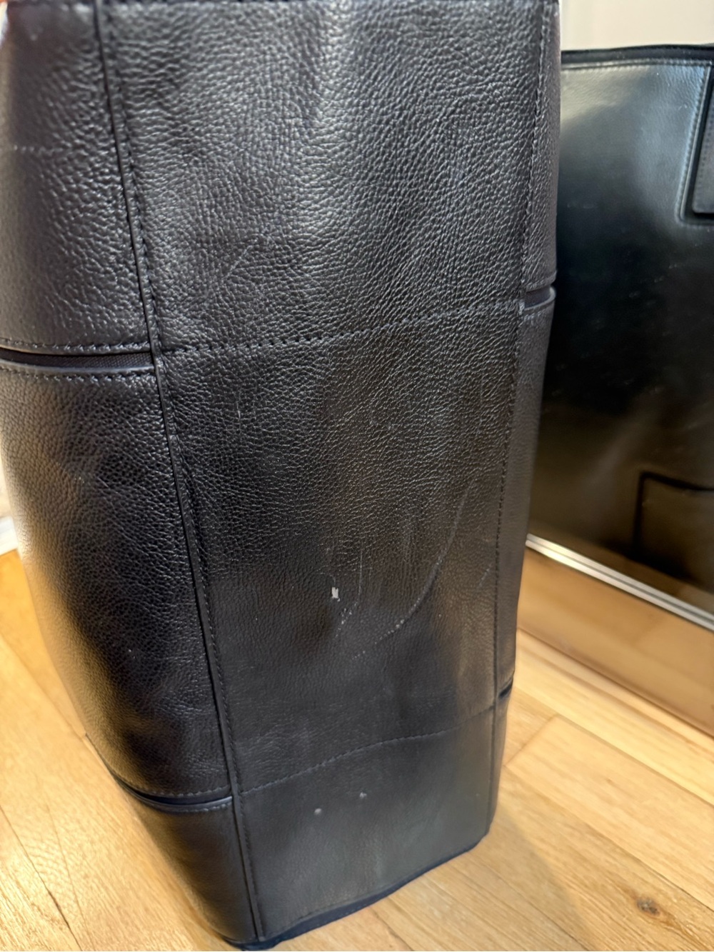 Tory Burch Black Pebbled Leather Tote with Top Handles - Picture 12 of 12